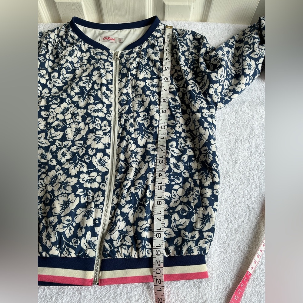Cath Kidston Navy and White Floral Zip-Front Bomber Jacket - Picture 7 of 7